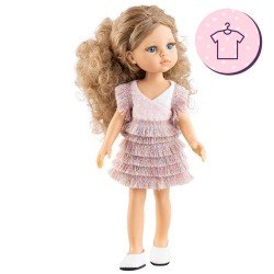 Outfit for Paola Reina doll 32 cm - Las Amigas - María José - Pink dress with colors