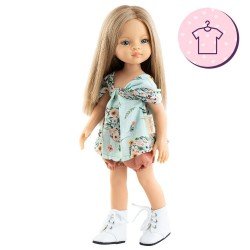 Outfit for Paola Reina doll 32 cm - Las Amigas - Roxana - Blue floral dress