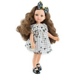 Paola Reina doll 32 cm - Las Amigas - Ana Belén with black floral dress and bow