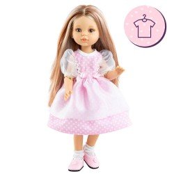 Outfit for Paola Reina doll 32 cm - Las Amigas Articulated - Miriam - Pink polka dot dress