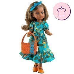 Outfit for Paola Reina doll 32 cm - Las Amigas Articulated - Salu - Natural print dress