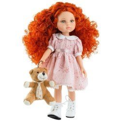 Paola Reina doll 32 cm - Las Amigas - Marga with crowns dress and teddy bear