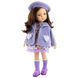 Paola Reina doll 32 cm - Las Amigas - Sofia with flower dress, purple jacket and beret