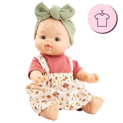 Outfit for Paola Reina doll 34 cm - Gordis - Federica - Fuchsia t-shirt and dungarees with natural print