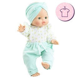 Outfit for Paola Reina doll 34 cm - Gordis - Lola - Shaped pattern t-shirt, turquoise pants and turquoise headband