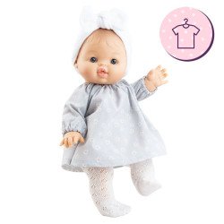 Outfit for Paola Reina doll 34 cm - Gordis - Raky - Gray dress with white daisies