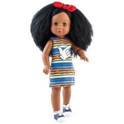 Paola Reina doll 45 cm - Soy tú - Helen with multicolored dress and red bow