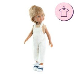 Outfit for Paola Reina doll 32 cm - Las Amigas - Martín - White jumpsuit and beige t-shirt