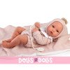 Poupée Antonio Juan 42 cm - Nouveau-né Erika avec un châle rose