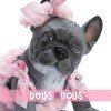 Poupée animal Así 32 cm - Lilly le Bouledogue gris avec une grenouillère rose