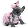 Poupée animal Así 32 cm - Lilly le Bouledogue gris avec une grenouillère rose