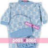 Tenue de poupée Antonio Juan 33-34 cm - Ensemble tricot bleu avec bonnet et couverture assortis