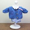 Tenue de poupée Antonio Juan - Barboteuse et veste en tricot bleu avec broderie 40-42 cm