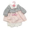 Ensemble pour poupée Antonio Juan 40-42 cm - Robe rose clair à pois gris et veste grise