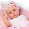 Poupée Así 46 cm - Leo avec robe imprimée rose avec couverture