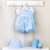 Tenue pour poupée Así 43 cm - Barboteuse bleu clair à pois blancs pour poupée Pablo