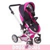 Landau Mika 74,5 cm transformable en poussette pour poupées - Bayer Chic 2000 - Fuchsia et Navy à pois