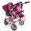 Poussette Vario twin 79 cm pour poupées - Bayer Chic 2000 - Pois rose framboise
