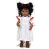 Poupée D'Nenes 34 cm - Marieta afro-américaine avec robe blanche à pois rouges