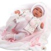 Poupée Llorens 44 cm - Newborn Crying Tina avec couverture rose