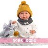 Poupée Llorens 42 cm - Newborn Crying Mimo avec couverture
