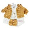 Vêtements pour poupées Llorens 42 cm - Ensemble imprimé avec veste ocre et chaussons