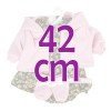 Vêtements pour poupées Llorens 42 cm - Ensemble imprimé fleuri avec veste rose et chaussons