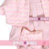 Vêtements pour poupées Llorens 42 cm - Ensemble imprimé bandes et pois avec veste rose et bottines