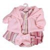 Vêtements pour poupées Llorens 42 cm - Ensemble imprimé rose avec veste et chaussons