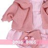 Vêtements pour poupées Llorens 42 cm - Ensemble imprimé bandes avec veste rose et bottines