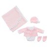Tenue pour poupée Así 43 cm - Barboteuse blanche et veste rose, chapeau, chaussons et couverture pour poupée Maria