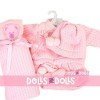 Vêtements pour poupées Llorens 35 cm - Ensemble rose avec chapeau, chaussons et couverture