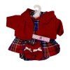 Vêtements pour poupées Llorens 33 cm - Ensemble imprimé carrés avec veste rouge et chaussons