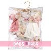 Vêtements pour poupées Llorens 35 cm - Ensemble nature avec veste et chaussettes roses et bonnet blanc