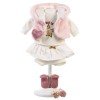 Vêtements pour poupées Llorens 42 cm - Robe blanche avec écharpe rose