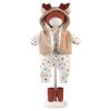 Vêtements pour poupées Llorens 42 cm - Pyjama imprimé, gilet à capuche en forme de renne, bonnet et chaussons assortis.