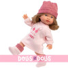 Poupée Llorens 28 cm - Valeria européenne avec une tenue rose chic