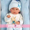 Poupée Llorens 35 cm - Bimbo avec un coussin bleu ciel