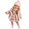Poupée Llorens 40 cm - Lucia en robe à fleurs et veste en laine rose