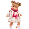 Poupée Llorens 42 cm - Julia pleureuse vêtu d'un ensemble blanc et d'une écharpe fuchsia