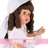 Poupée Mariquita Pérez 50 cm - Brune dans une robe de communion vintage