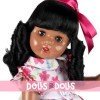 Poupée Mariquita Pérez 50 cm - Afro-américaine en robe à fleurs fuchsia
