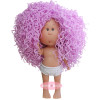 Poupée Nines d'Onil 23 cm - Little Mia aux cheveux en laine lilas et des yeux gris - Sans vêtements