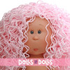 Poupée Nines d'Onil 23 cm - Little Mia aux cheveux en laine roses et des yeux gris - Sans vêtements