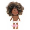Poupée Nines d'Onil 23 cm - Little Mia aux cheveux bruns bouclés avec des mèches blanches - Sans vêtements