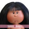 Poupée Nines d'Onil 23 cm - Little Mia aux cheveux lisses noirs avec une frange et des yeux marron - Sans vêtements
