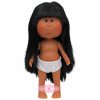 Poupée Nines d'Onil 23 cm - Little Mia aux cheveux lisses noirs avec une frange et des yeux marron - Sans vêtements