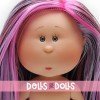 Poupée Nines d'Onil 23 cm - Petite Mia aux cheveux lisses noirs, violets et roses - Sans vêtements