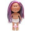 Poupée Nines d'Onil 23 cm - Petite Mia aux cheveux lisses noirs, violets et roses - Sans vêtements