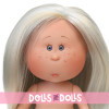 Poupée Nines d'Onil 23 cm - Little Mia aux cheveux gris lisses avec des mèches et aux yeux violets - Sans vêtements